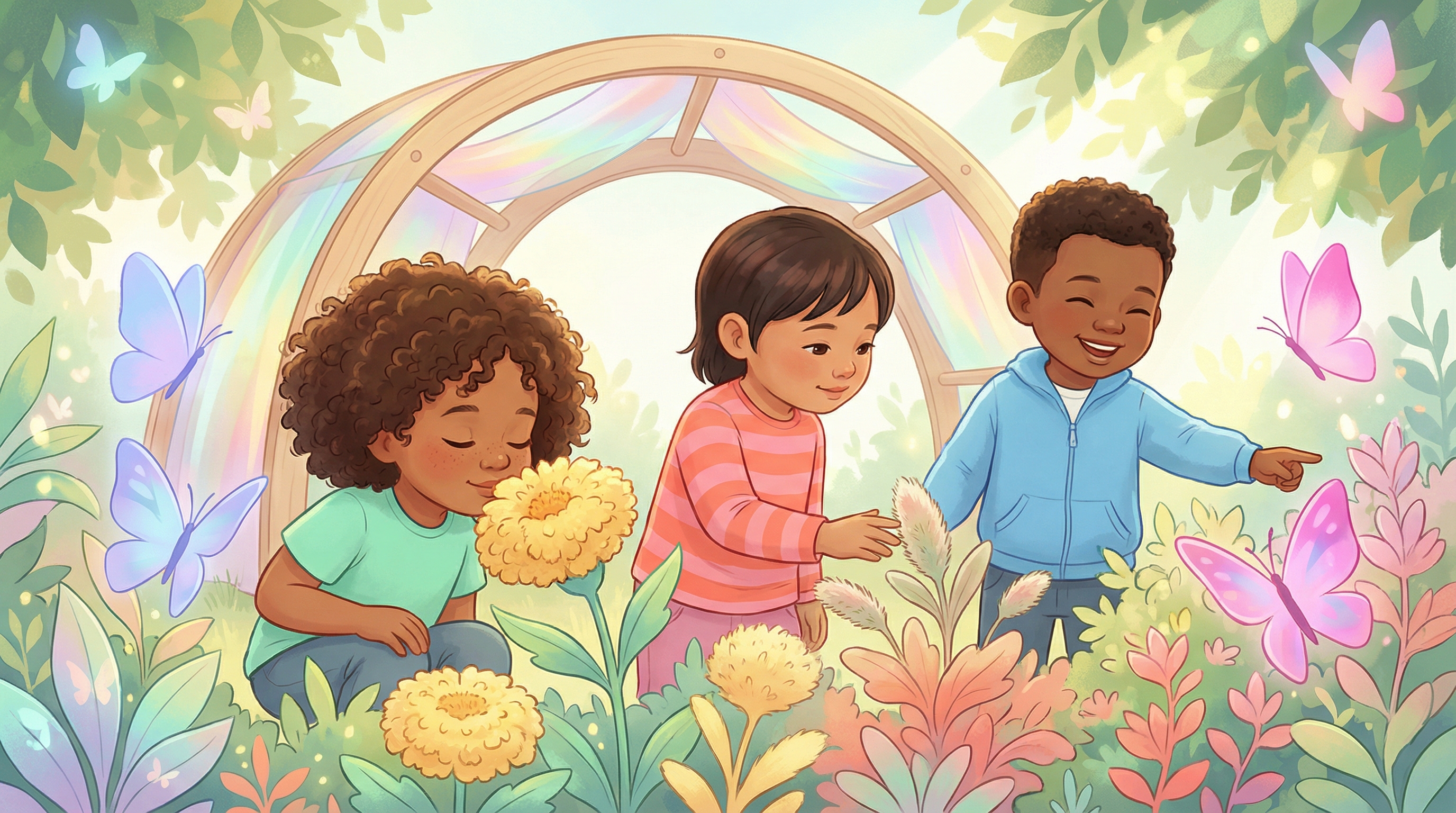 Kinder lernen spielerisch im Garten